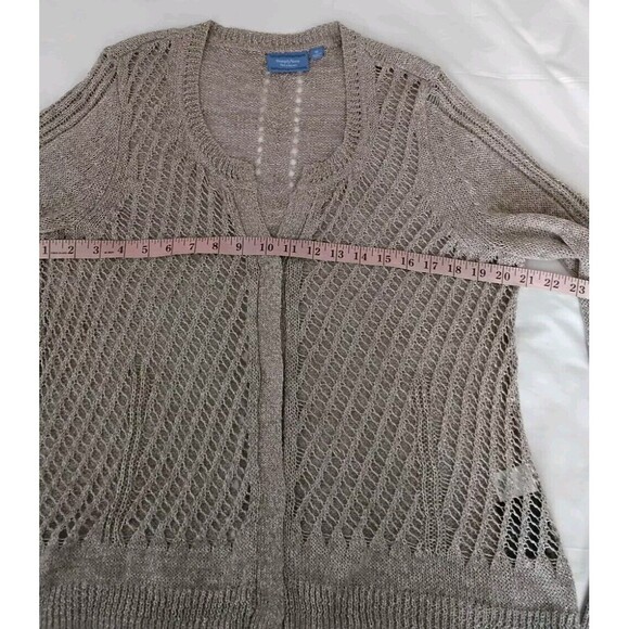 Simply Vera Wang Taupe Long Skeeve Knit Liene Cardigan Sweater Size XL - Picture 6 of 12